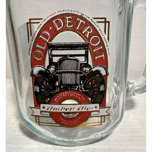 Old Detroit Amber Ale Glass Mason Jar Mug With Handle - 16 Oz - Picture 2 of 6
